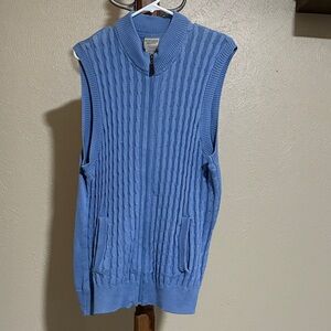 Scandia Woods Blue Sleeveless Zip-Up Sweater Vest